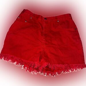 Vintage Authentic Roughwear Blues red denim funky retro high waisted shorts ❤️